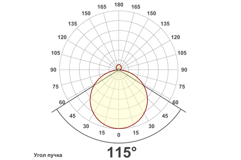 Кривая силы света (круговая) светильника Школа матовый, 24 Вт, светодиодный светильник 5684