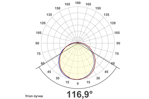 Кривая силы света (круговая) светильника ЖКХ овал матовый, 8 Вт, светодиодный светильник 5250